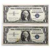 Consecutive Serial Number Series 1957 A Silver