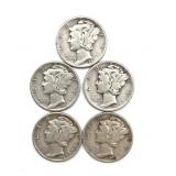 (5) Mercury Dimes