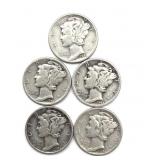 (5) Mercury Dimes