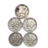 (5) Mercury Dimes