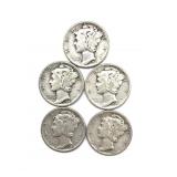 (5) Mercury Dimes