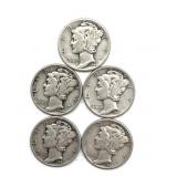 (5) Mercury Dimes