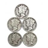 (5) Mercury Dimes