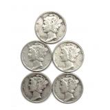 (5) Mercury Dimes
