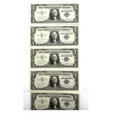 (5) Consecutive Serial Number Series 1957 Silver