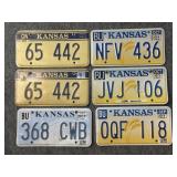 (6) Kansas License Plates