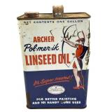 Vintage Archer Pol-Met-Ik Linseed Oil Gallon Can