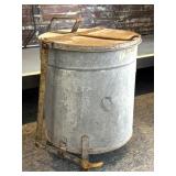 Vintage Galvanized Metal Oil Rag Waste Can 18' x