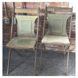 (2) Vintage Metal Folding Chairs - Maple City