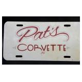 Vintage Hand-Painted Pat's Corvette License Plate