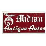 Midian Shriner Antique Autos Aluminum Plaque 12'