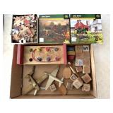 Vintage Wood Peg Game, Wood Blocks, John Deere