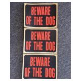 (3) Vintage Beware of the Dog Thin-Plastic Signs