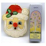 Vintage Plastic Santa Claus Decor 11' and Small