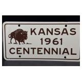 Kansas 1961 Centennial License Plate - Metal
