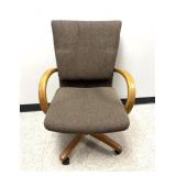 Cloth Office Chair, Wooden Arms & Base 24x36