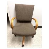 Cloth Office Chair, Wooden Arms & Base 24x36