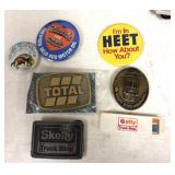 Skelly, Total, Coleman Belt Buckles & (3) Buttons