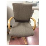 Cloth Office Chair, Wooden Arms & Base