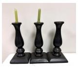 (3) Wooden Candle Holders 16'
