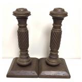 (2) Wooden Candle Holders 15'