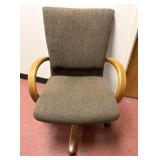 Cloth Office Chair, Wooden Arms & Base
