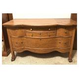 Antique Claw Foot Curved Front Wood Dresser