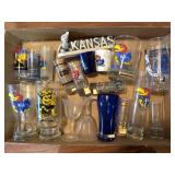 KU Jayhawks Glass Cups, KU Jayhawks Figure, KC