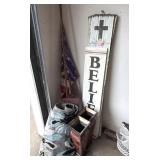 Easter Decor Signs, Metal Vases, Runner, Flag