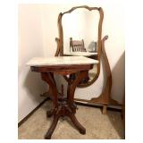 Antique Eastlake Wood Side Table with Marble