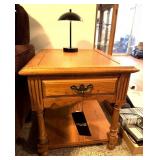 Broyhill Side Table with Small Touch Table Lamp