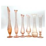 Pink Glass Bud Vases 10.5' Tall and Smaller-