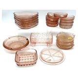 Vintage Pink Glass Footed Log Shaped Hobnail