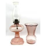 Anchor Hocking Pink Pineapple Glass Vase and Pink