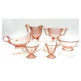 Vintage Pink Glass Creamers and Sugars