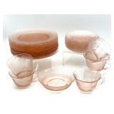 Pink Depression Glass Dogwood Pattern Dishes :