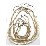 Vintage Faux Pearl Necklaces, Shell Necklace, and