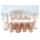 Vintage Pink Glass Cups 5' Tall and Smaller