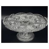 Antique Bryce Medallion Sunburst Glass Cake Stand