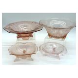 Vintage Pink Glass Footed Bowls 10' x 5' and
