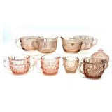 Vintage Pink Glass Creamers and Sugars