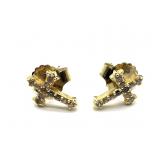 14K' Marked Cross Earrings with 925' Marked