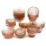 Vintage Pink Glass Plates and Bowls 6' and