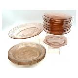 Cabbage Rose Pink Depression Glass Oval Platter