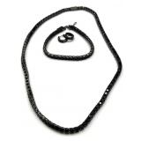 Unmarked Black Hoop Earrings, Bracelet, and