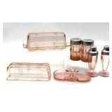 Pink Glass Salt & Pepper Shakers, Pink Glass Salt