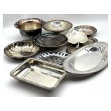 Silverplate and Stainless Dishes 13.5' and