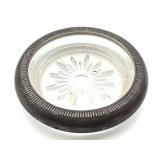 Crown Sterling Marked Glass Coaster 4'- weight