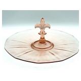 Fostoria Fleur De Lis Pink Glass Sandwich Tray