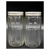 Antique Glass Hoosier Jars 4.25'- line on one